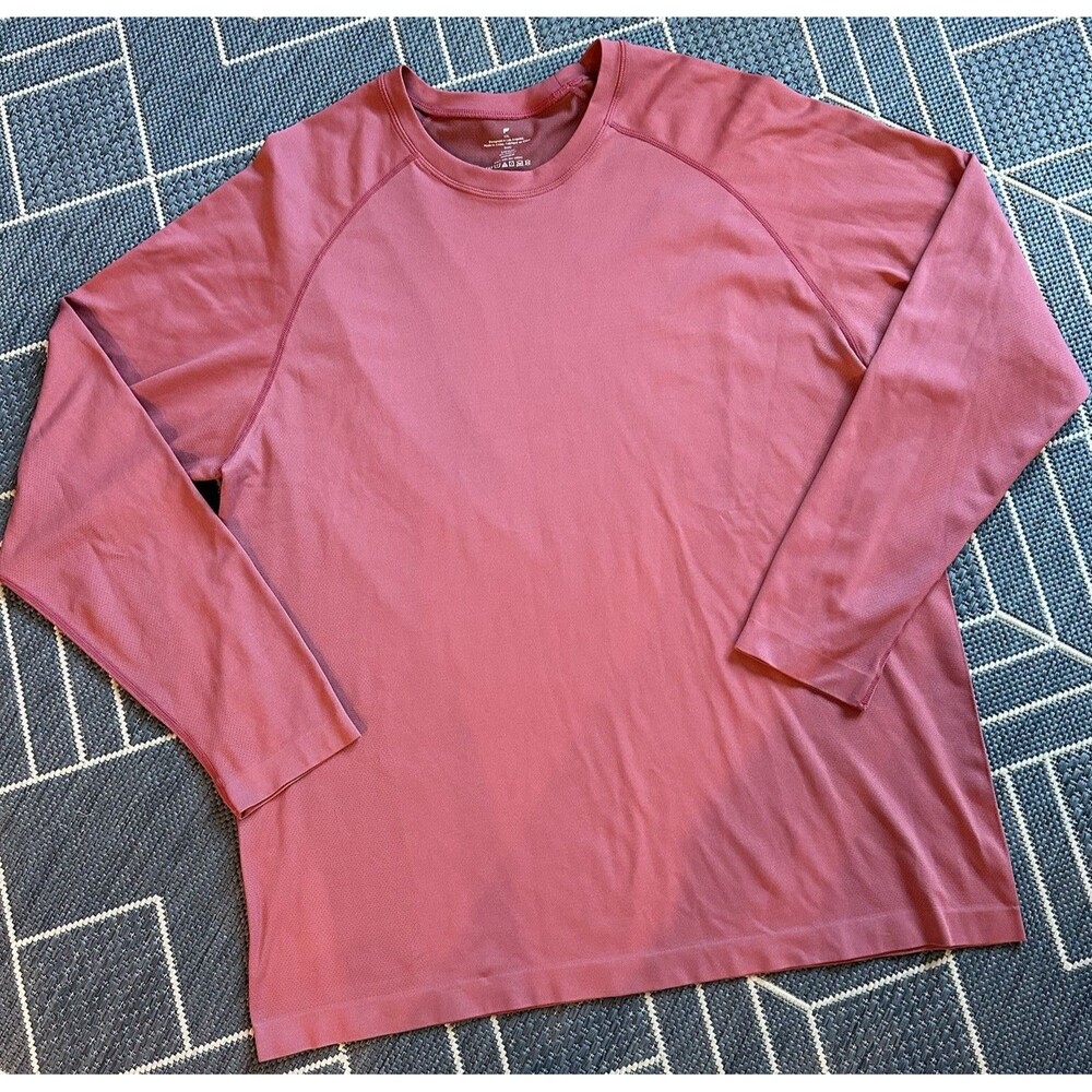 Fabletics Men The Training Day Long Sleeve Tee Raglan Athletic Shirt Rosewood XX